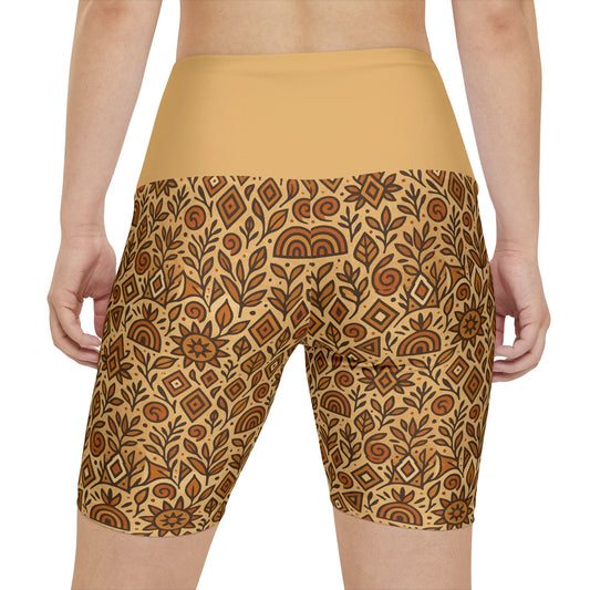 Bohemian Floral Workout Shorts, Sporty Summer Activewear, Comfortable Gym Wear, Exercise Shorts for Women, Yoga and Relaxation